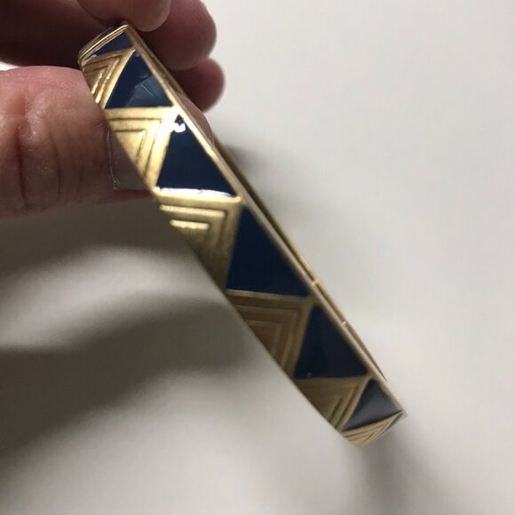 Lia  Sophia Blue and Gold Point Stretch Bangle Bracelet Size M - Picture 1 of 5